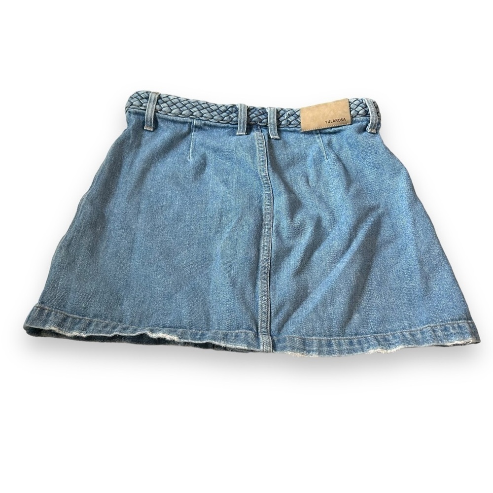 tularosa 27 button down mini jeans skirt‎ denim braided waist boho USA Made - Picture 10 of 12